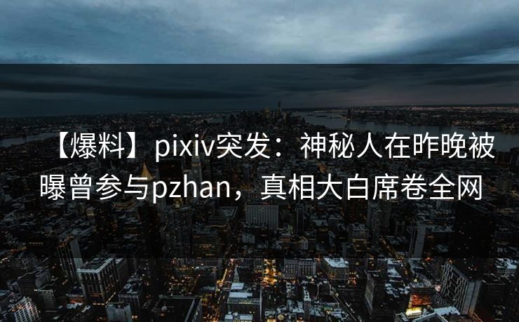 【爆料】pixiv突发：神秘人在昨晚被曝曾参与pzhan，真相大白席卷全网