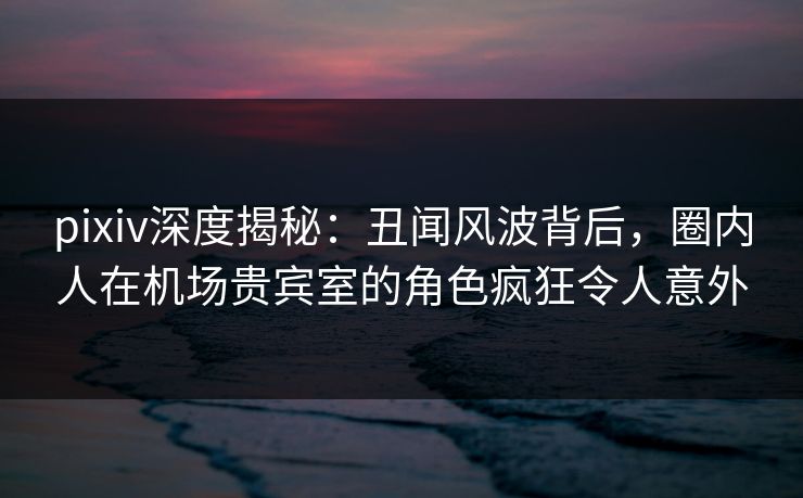 pixiv深度揭秘：丑闻风波背后，圈内人在机场贵宾室的角色疯狂令人意外