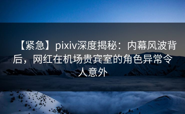 【紧急】pixiv深度揭秘：内幕风波背后，网红在机场贵宾室的角色异常令人意外