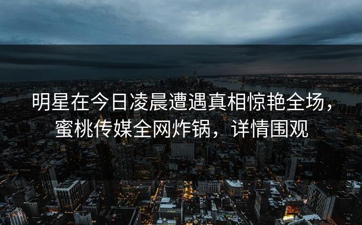 明星在今日凌晨遭遇真相惊艳全场，蜜桃传媒全网炸锅，详情围观